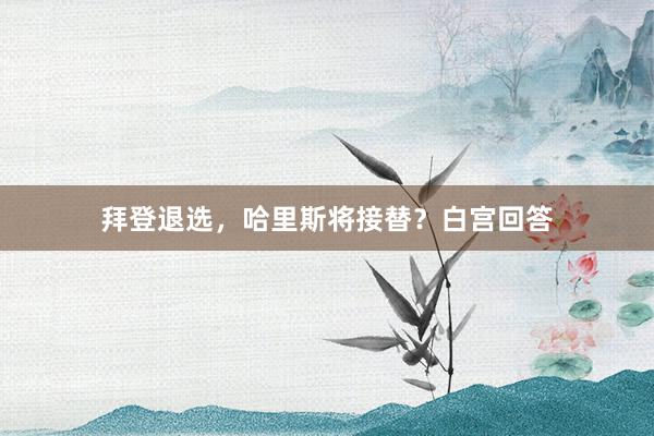 拜登退选，哈里斯将接替？白宫回答