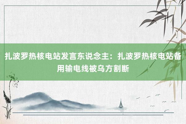 扎波罗热核电站发言东说念主：扎波罗热核电站备用输电线被乌方割断