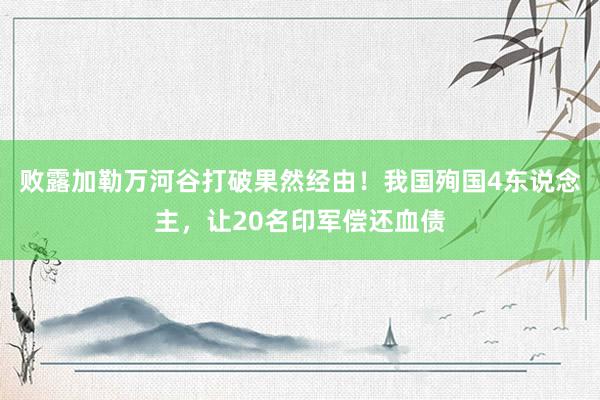 败露加勒万河谷打破果然经由！我国殉国4东说念主，让20名印军偿还血债