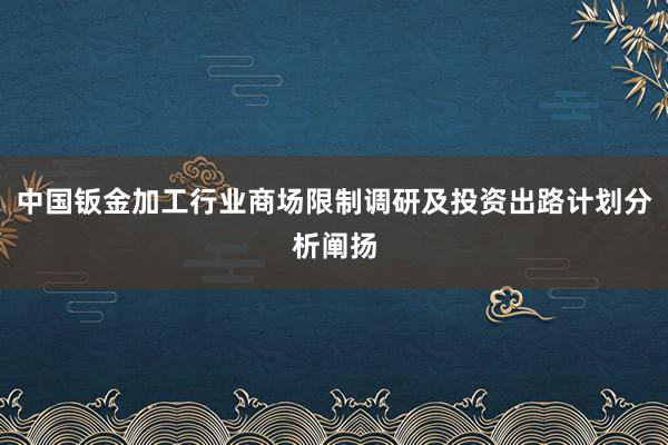 中国钣金加工行业商场限制调研及投资出路计划分析阐扬